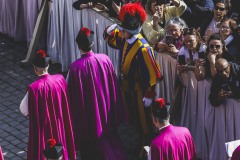 Pope Francis' body is carried in a coffin into Saint Peter's Basilica